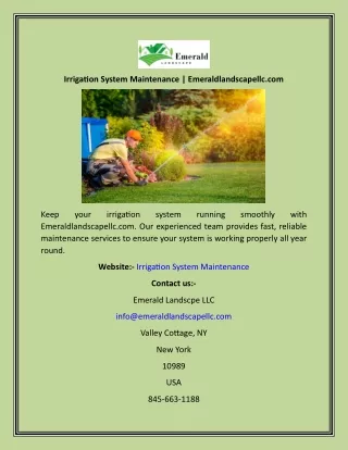 Irrigation System Maintenance  Emeraldlandscapellc