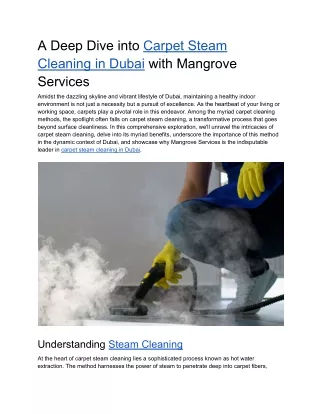 A Deep Dive into Carpet Steam Cleaning in Dubai with Mangrove Services