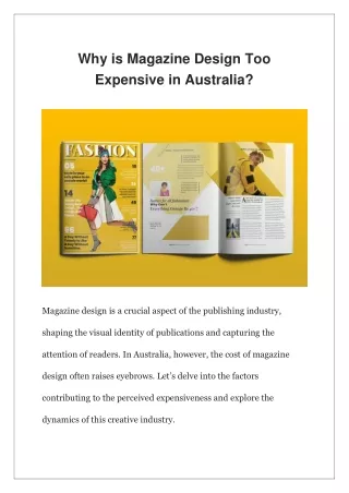 Why is Magazine Design Too Expensive in Australia?