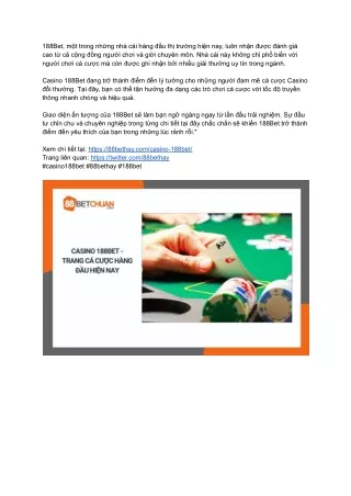 Hướng Dẫn Cách Chơi Casino 188Bet Tại 88Bethay.