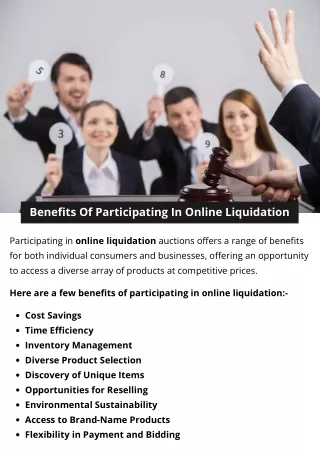 Benefits Of Participating In Online Liquidation