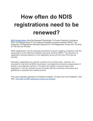 How often do NDIS registrations need to be renewed