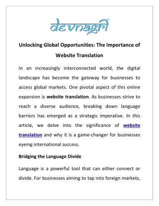 Unlocking Global Opportunities: The Importance of Website Translation