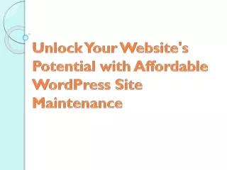 Unlock Your Website's Potential with Affordable WordPress Site Maintenance
