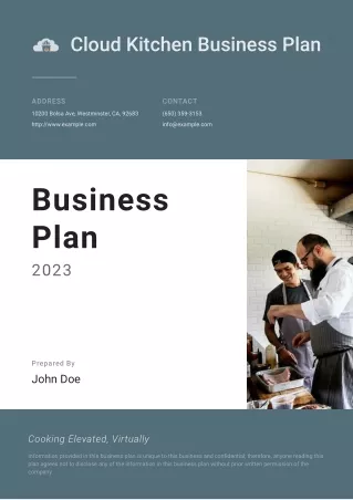 Cloud Kitchen Business Plan Example Template