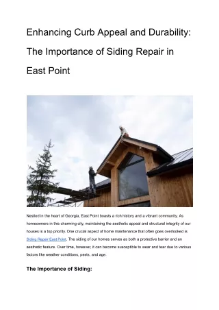 Enhancing Curb Appeal and Durability_ The Importance of Siding Repair in East Point