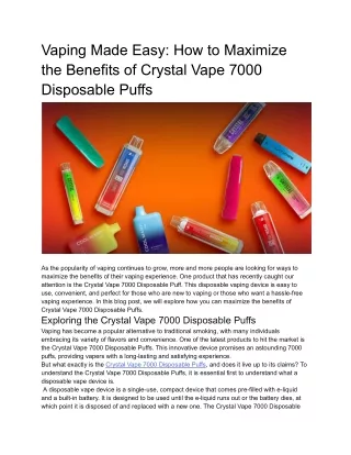 Vaping Made Easy_ How to Maximize the Benefits of Crystal Vape 7000 Disposable Puffs