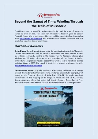 Beyond the Gamut of Time Winding Through the Trails of Mussoorie