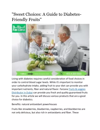 "Sweet Choices: A Guide to Diabetes-Friendly Fruits"