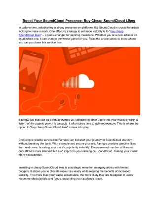 Boost Your SoundCloud Presence- Buy Cheap SoundCloud Likes