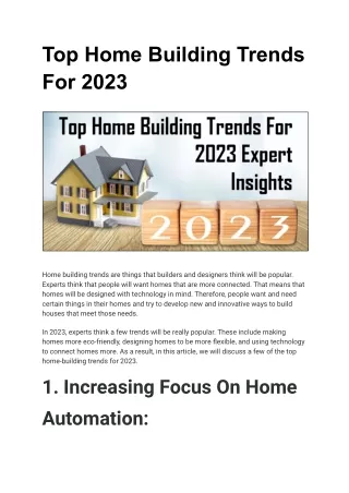 Exploring the Top Home Building Trends Shaping 2023