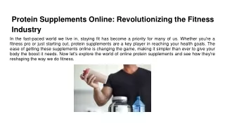 Protein Supplements Online_ Revolutionizing the Fitness Industry