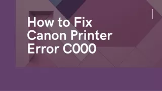 How to Fix Canon Printer Error C000