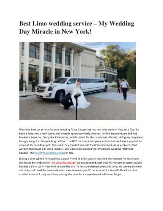 Best Limo wedding service – My Wedding Day Miracle in New York!