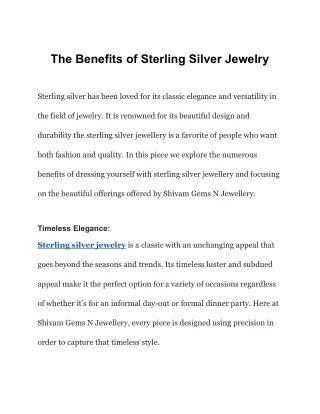 The Benefits of Sterling Silver Jewelry