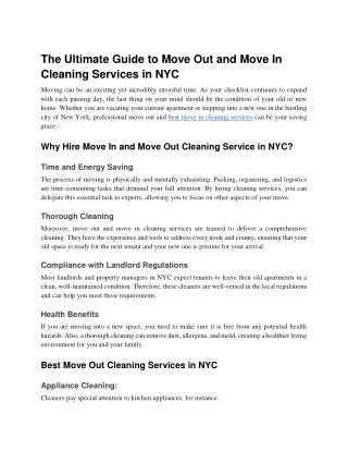 The Ultimate Guide to Move Out and Move In Cleaning Services in NYC
