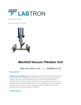 Manifold Vacuum Filtration Unit