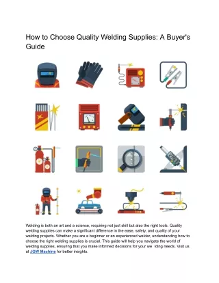 Quality Welding Supplies Guide - Select the Best | JGW Machine