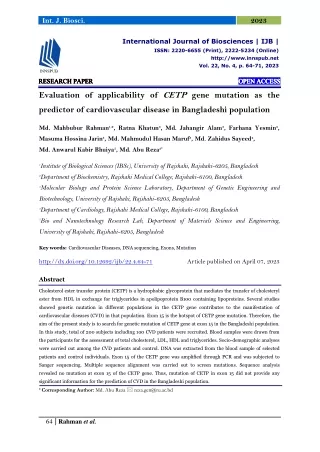 Evaluation of applicability of CETP gene mutation as the predictor of cardiovasc