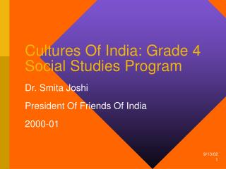 Cultures Of India: Grade 4 Social Studies Program