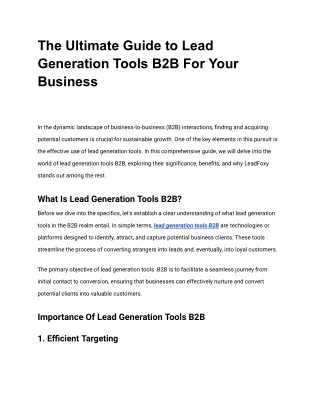 The Ultimate Guide to Lead Generation Tools B2B for Your Business