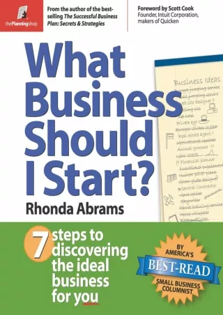 Download ⚡️ What Business Should I Start?: 7 Steps to Discovering the Ideal Business for Y