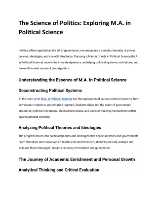 Academia M.A. in Political Science