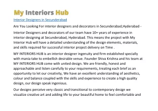 Interior Designers  in Secunderabad