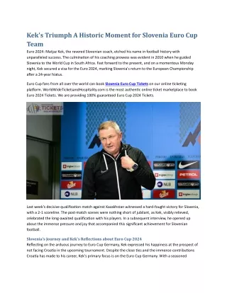 Kek's Triumph A Historic Moment for Slovenia Euro Cup Team