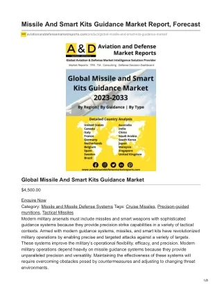 Missile And Smart Kits Guidance Market Report Forecast
