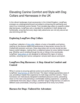 Elevating Canine Comfort and Style with Dog Collars and Harnesses in the UK
