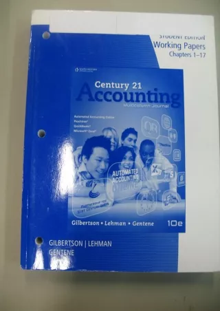 book❤️[READ]✔️ Working Papers, Chapters 1-17 for Gilbertson/Lehman's Century 21 Accounting: Multicolumn Journal, 10th