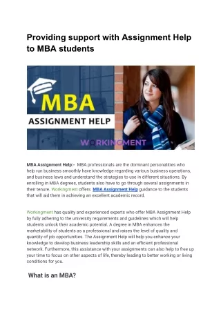 Providing support with Assignment Help to MBA students