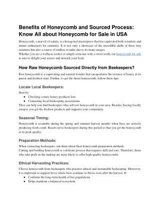Benefits of Honeycomb and Sourced Process_ Know All about Honeycomb for Sale in USA