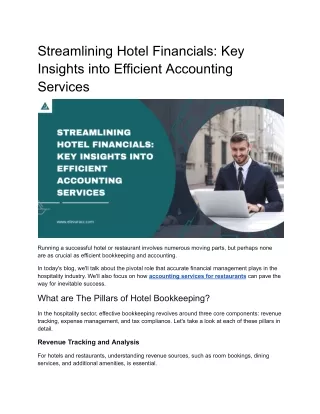Streamlining Hotel Financials: Key Insights into Efficient Accounting Services