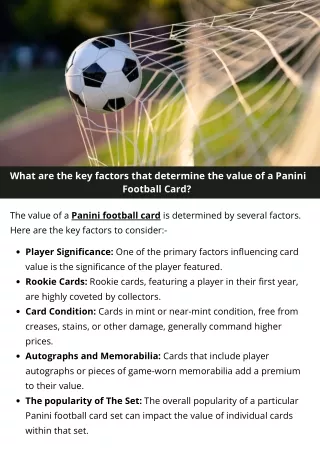 What are the key factors that determine the value of a Panini Football Card?