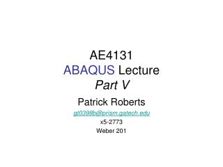 AE4131 ABAQUS Lecture Part V