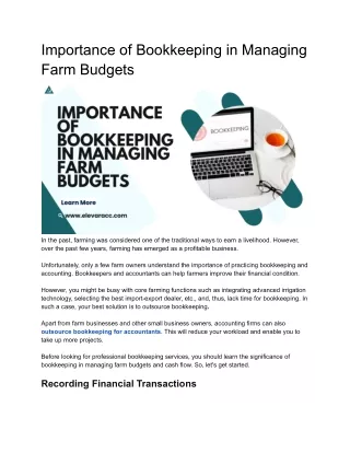 Importance of Bookkeeping in Managing Farm Budgets