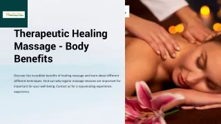 Therapeutic Healing Massage - Body Benefits