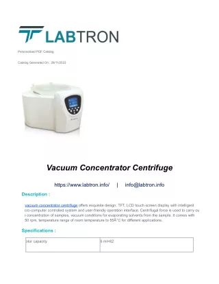 Vacuum Concentrator Centrifuge