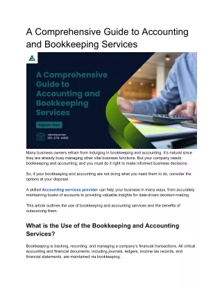A Comprehensive Guide to Accounting and Bookkeeping Services