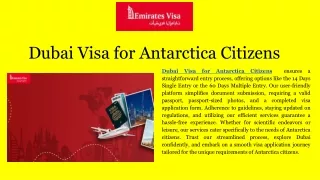 Dubai Visa for Antarctica Citizens