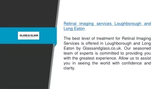 Retinal Imaging Services Loughborough And Long Eaton  Glassandglass.co.uk