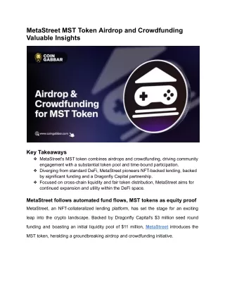 MetaStreet MST Token Airdrop and Crowdfunding Valuable Insights