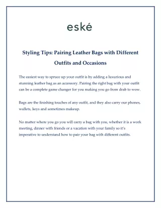 Styling Tips Pairing Leather Bags with Different Outfits and Occasions