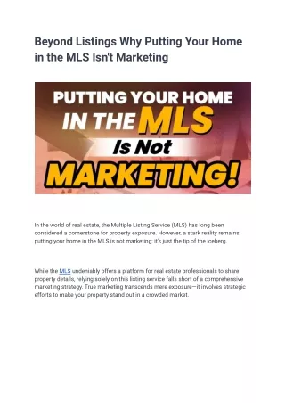 The Limitations of MLS-Only Approaches to Home Sales