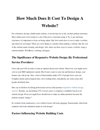 How Much Does It Cost To Design A Website