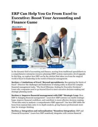 ERP Can Help You Go From Excel to Executive Boost Your Accounting and Finance Game