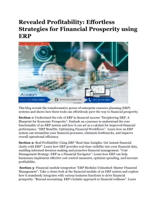 Revealed Profitability Effortless Strategies for Financial Prosperity using ERP