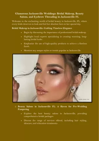 Glamorous Jacksonville Weddings Bridal Makeup, Beauty Salons, and Eyebrow Threading in Jacksonville FL